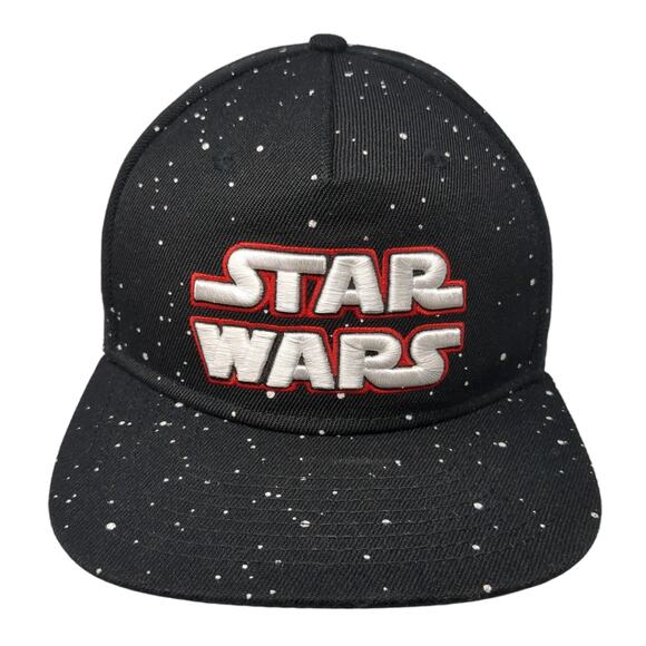 Star Wars Snapback 5 Panel Cap Black One Size Adjustable Embroidered Lined Print - Picture 1 of 10